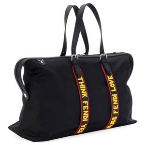 Vocabulary nylon & leather travel duffel bag